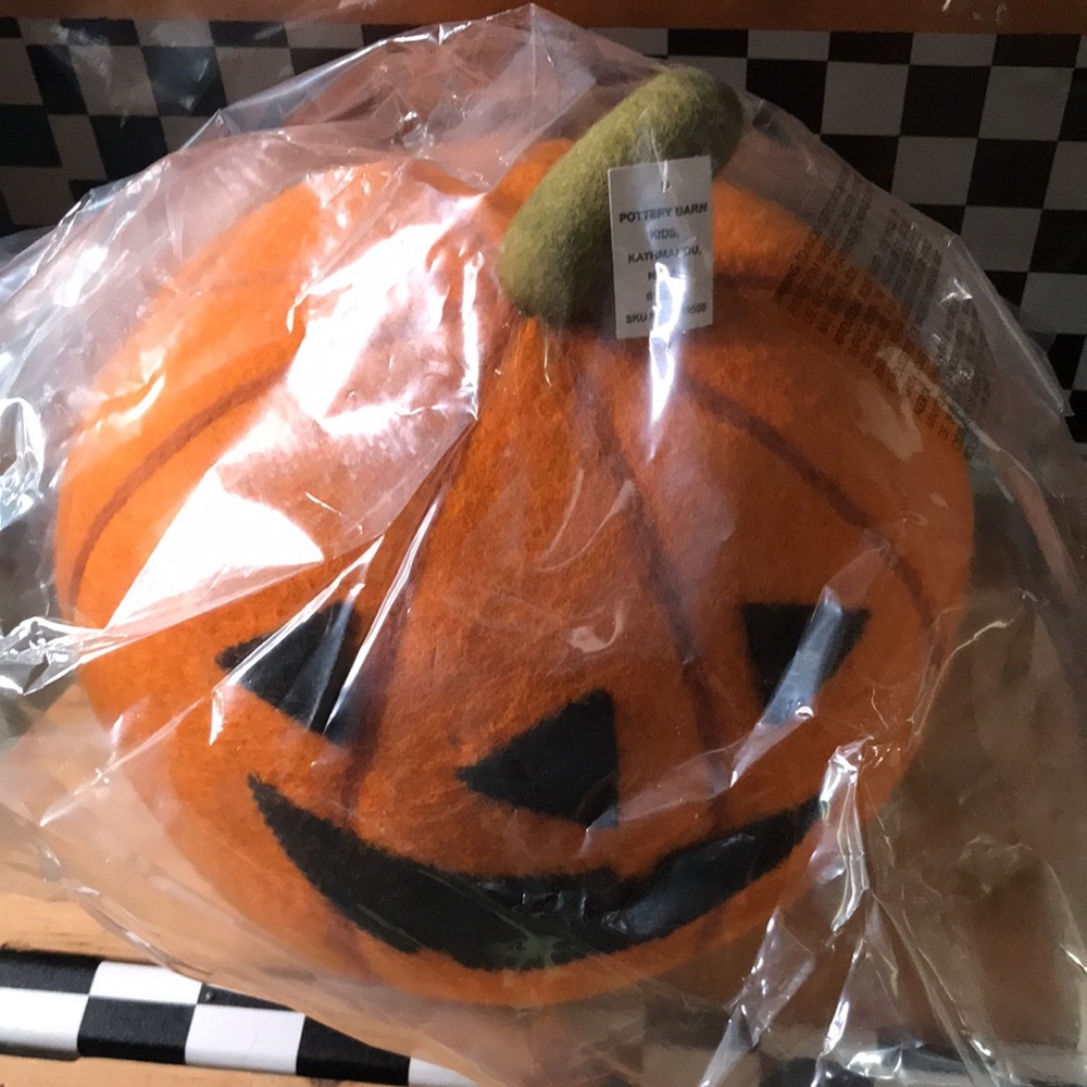 Pottery Barn kids Exclusive Handmade Orange Jack-O'-Lantern Wool Felt Pumpkin - Picture 4 of 16